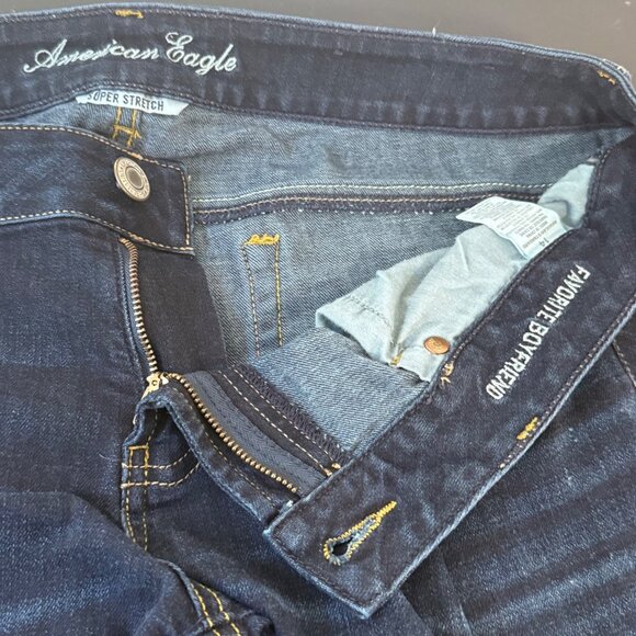 American Eagle Favorite Boyfriend Jeans Womens 14 Blue VTG Y2K Wide Leg Stretch - Picture 7 of 13